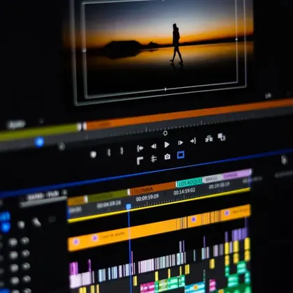 Video editing timeline on a monitor